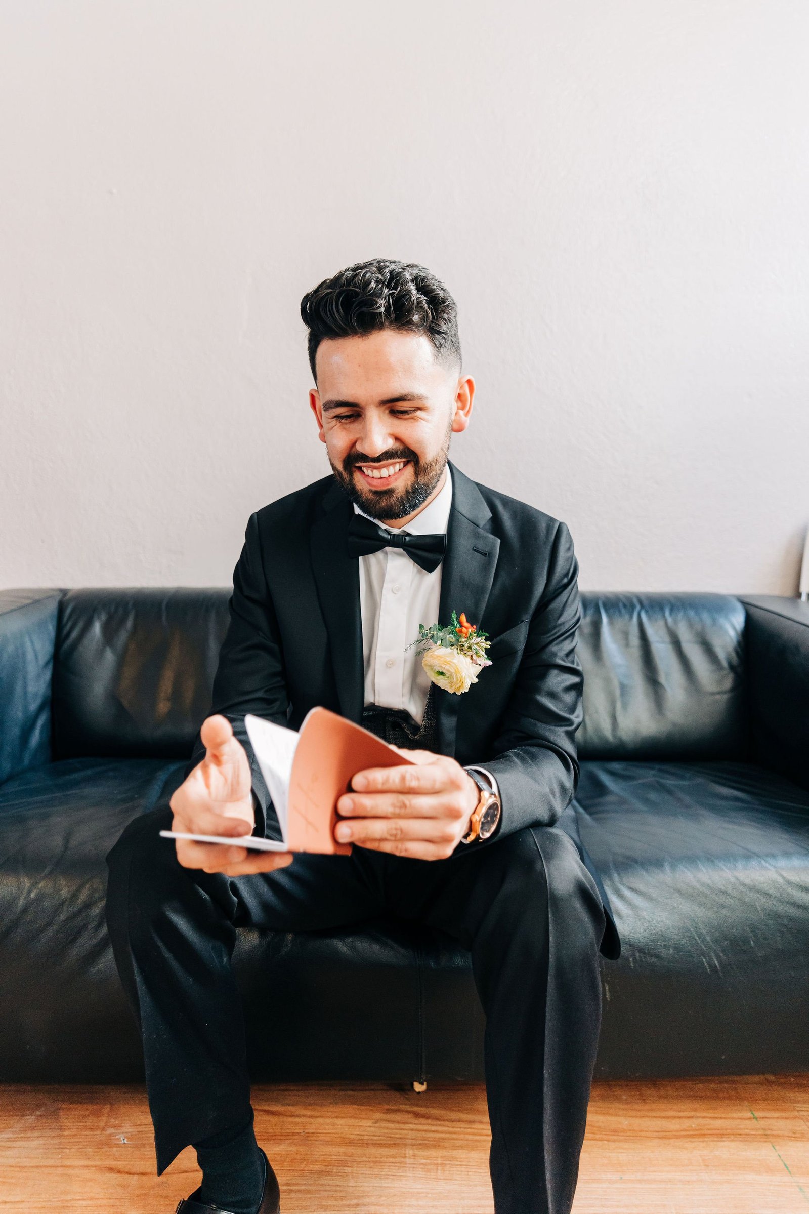 wedding day details philadelphia wedding photographer groom reading vows