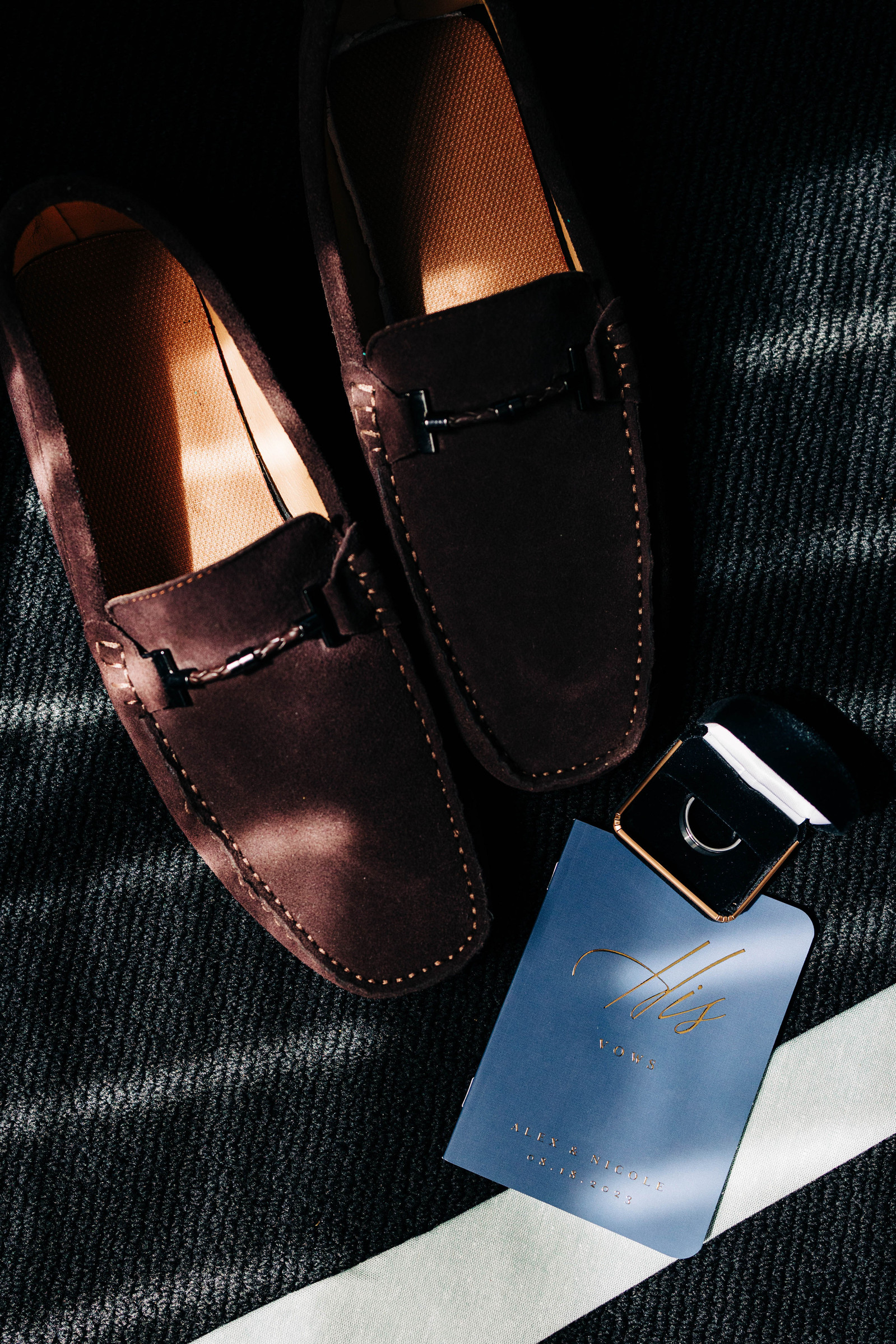 groom wedding flatlay at hotel monaco philadelphia