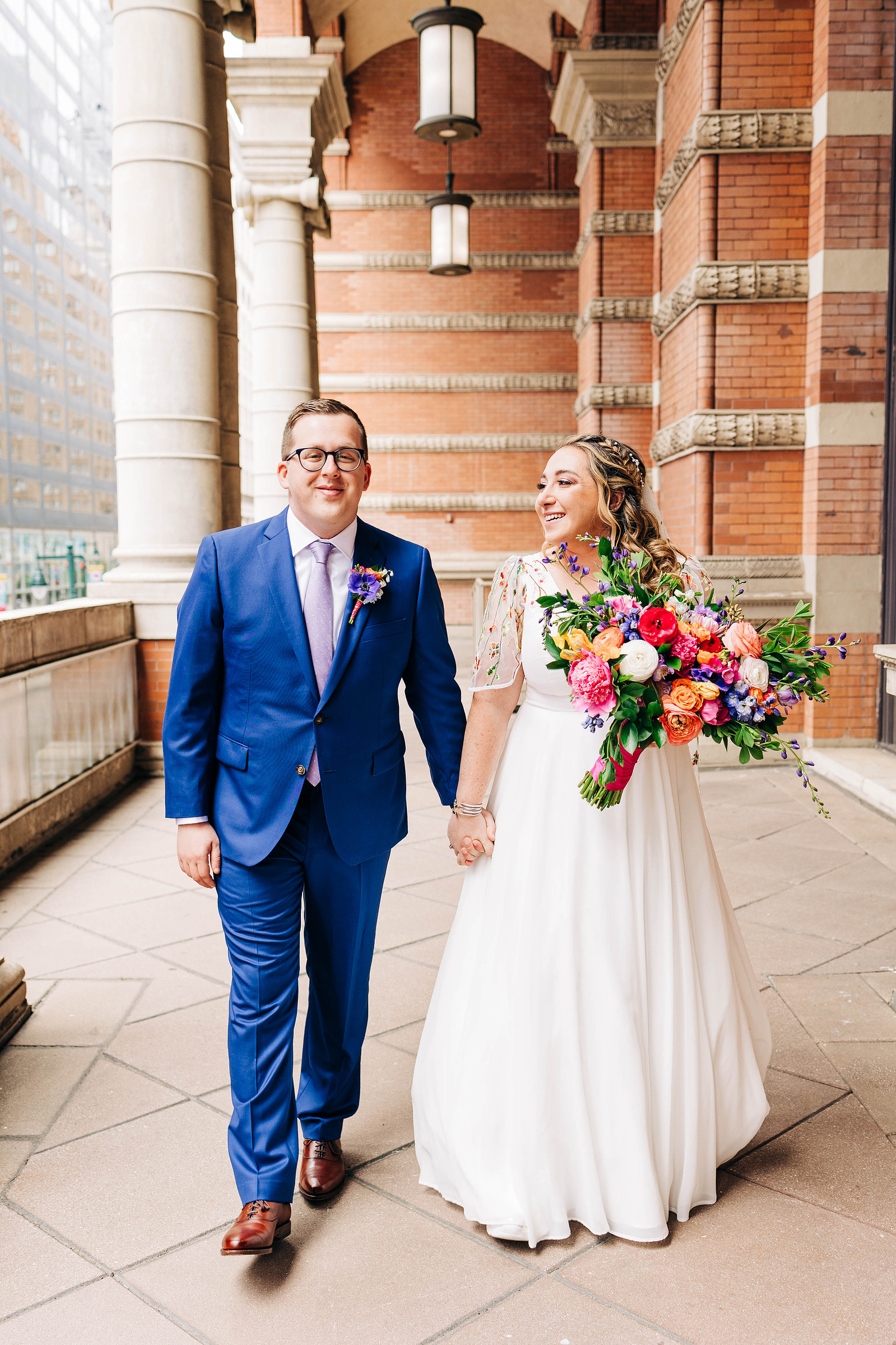 bride and groom on terrace at philadelphia marriott downtown wedding 
