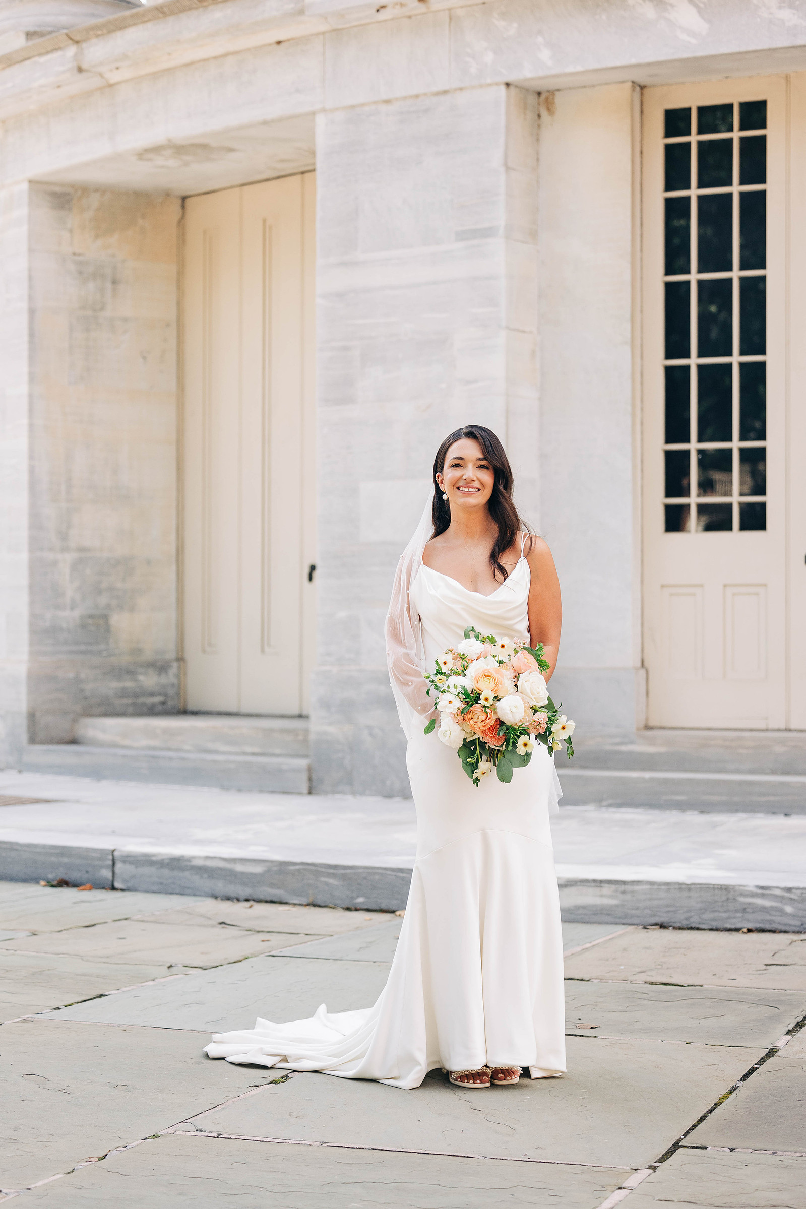 bridal portrait at merchant's exchange building by philadelphia wedding photographer