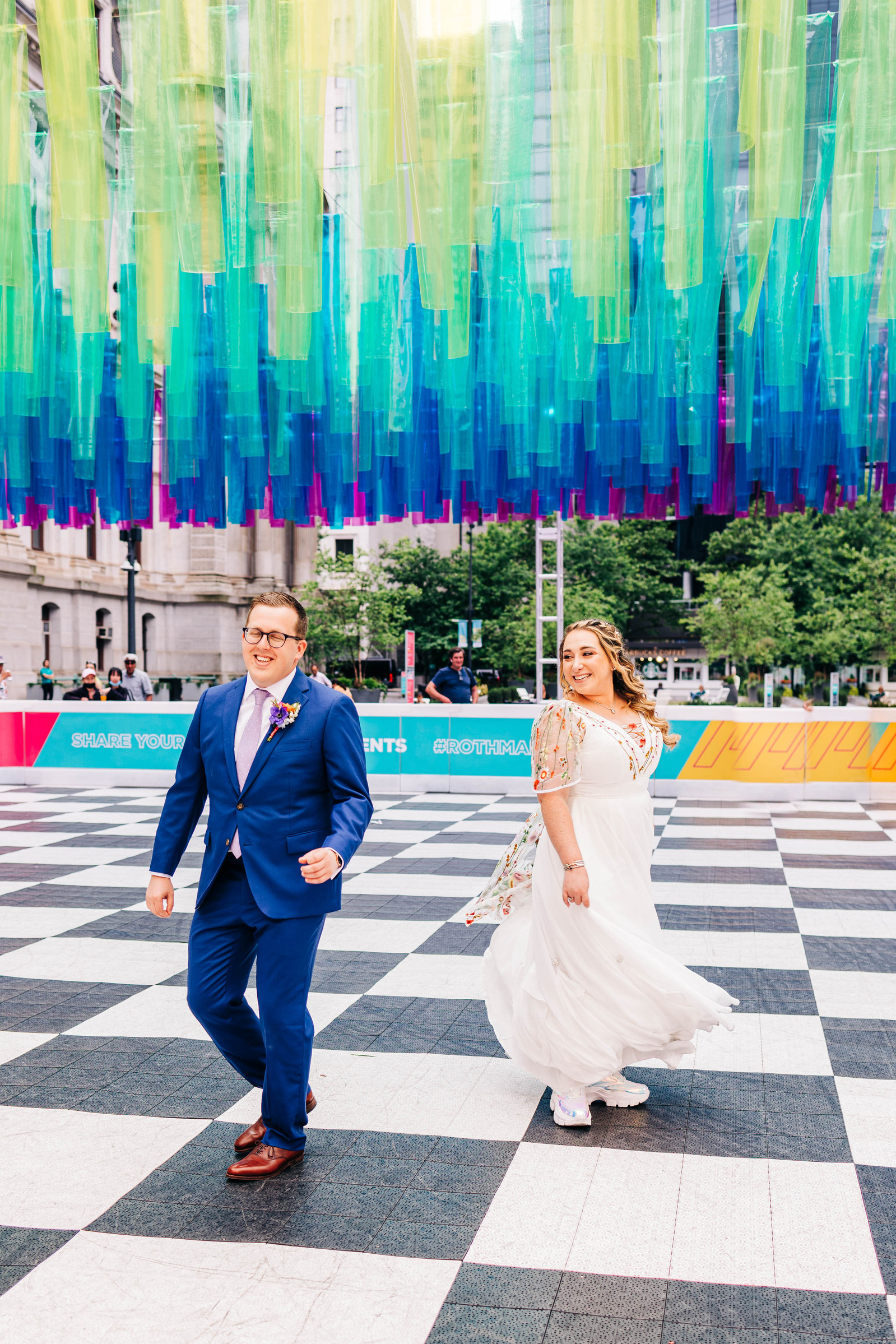 city hall philadelphia wedding at roller rink