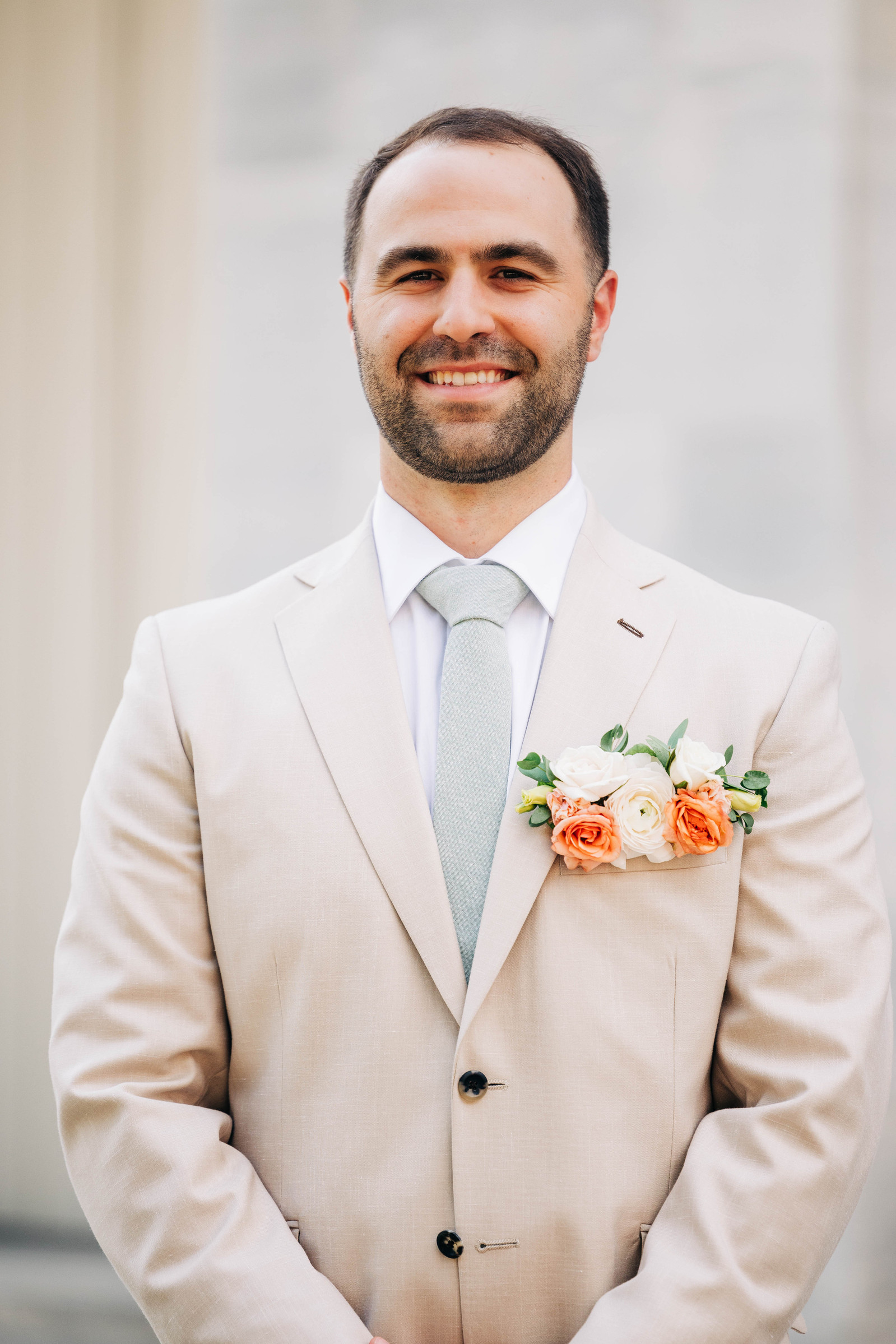 groom portrait at merchant's exchange building by philadelphia wedding photographer