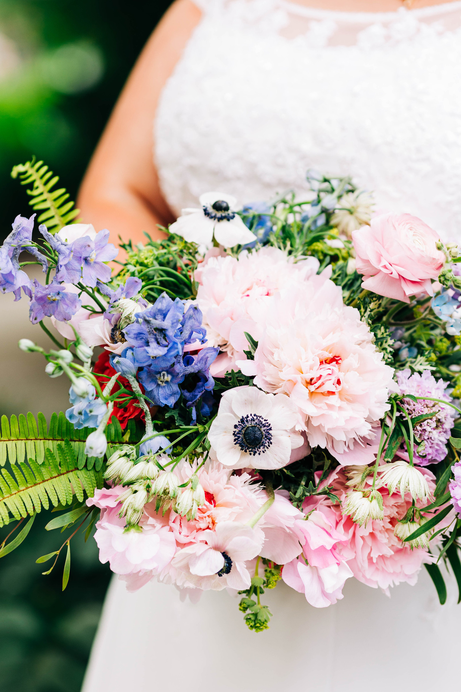 pastel summer garden wedding bridal bouquet by grapewood florals