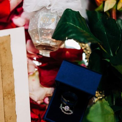 colorful bridal wedding details with roses
