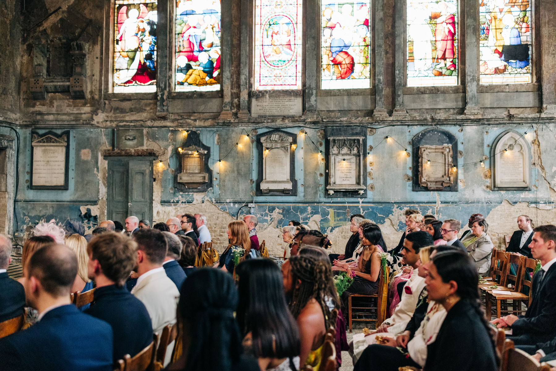 colorful multicultural british indian wedding ceremony at asylum chapel in london england UK wedding