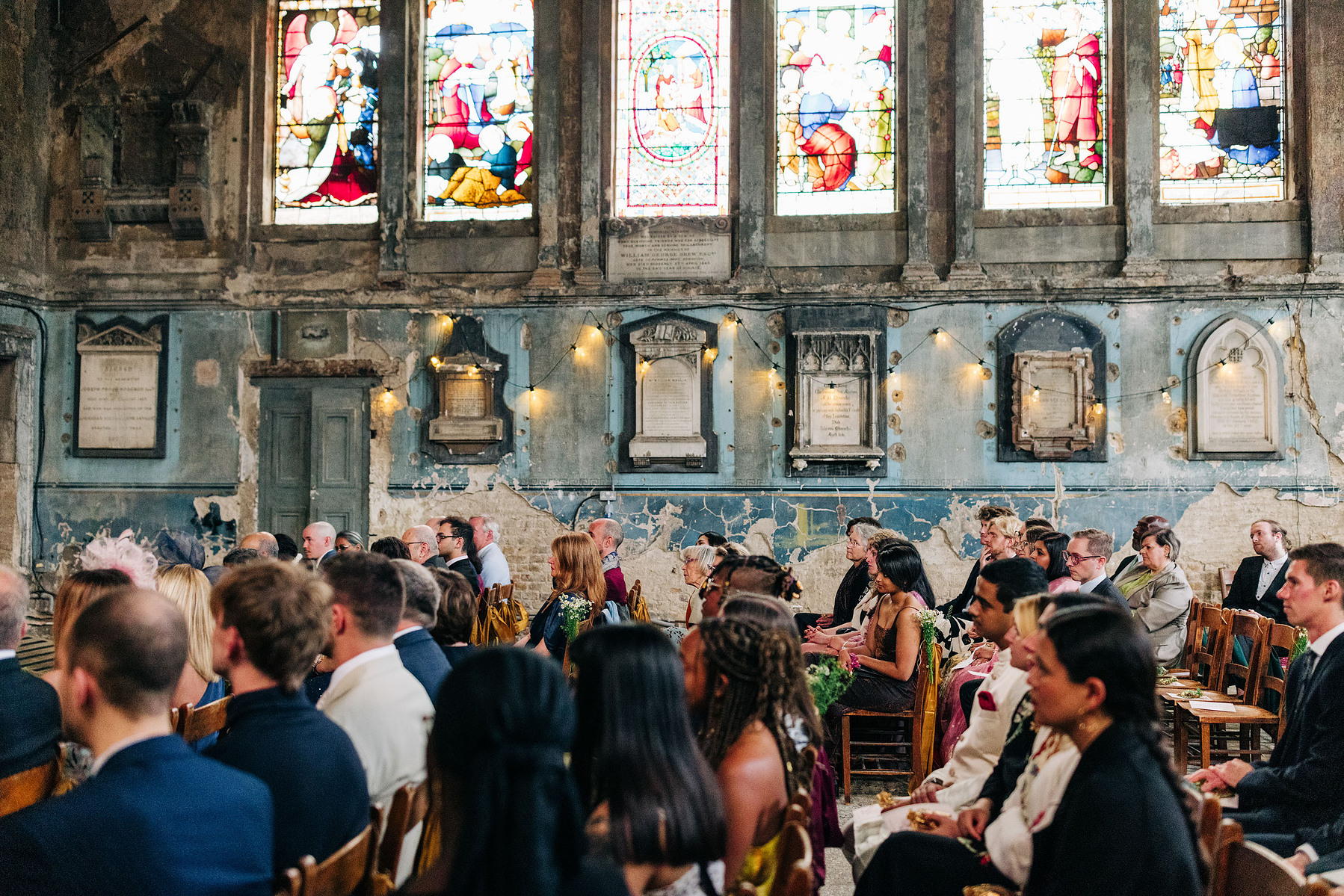 colorful multicultural british indian wedding ceremony at asylum chapel in london england UK wedding