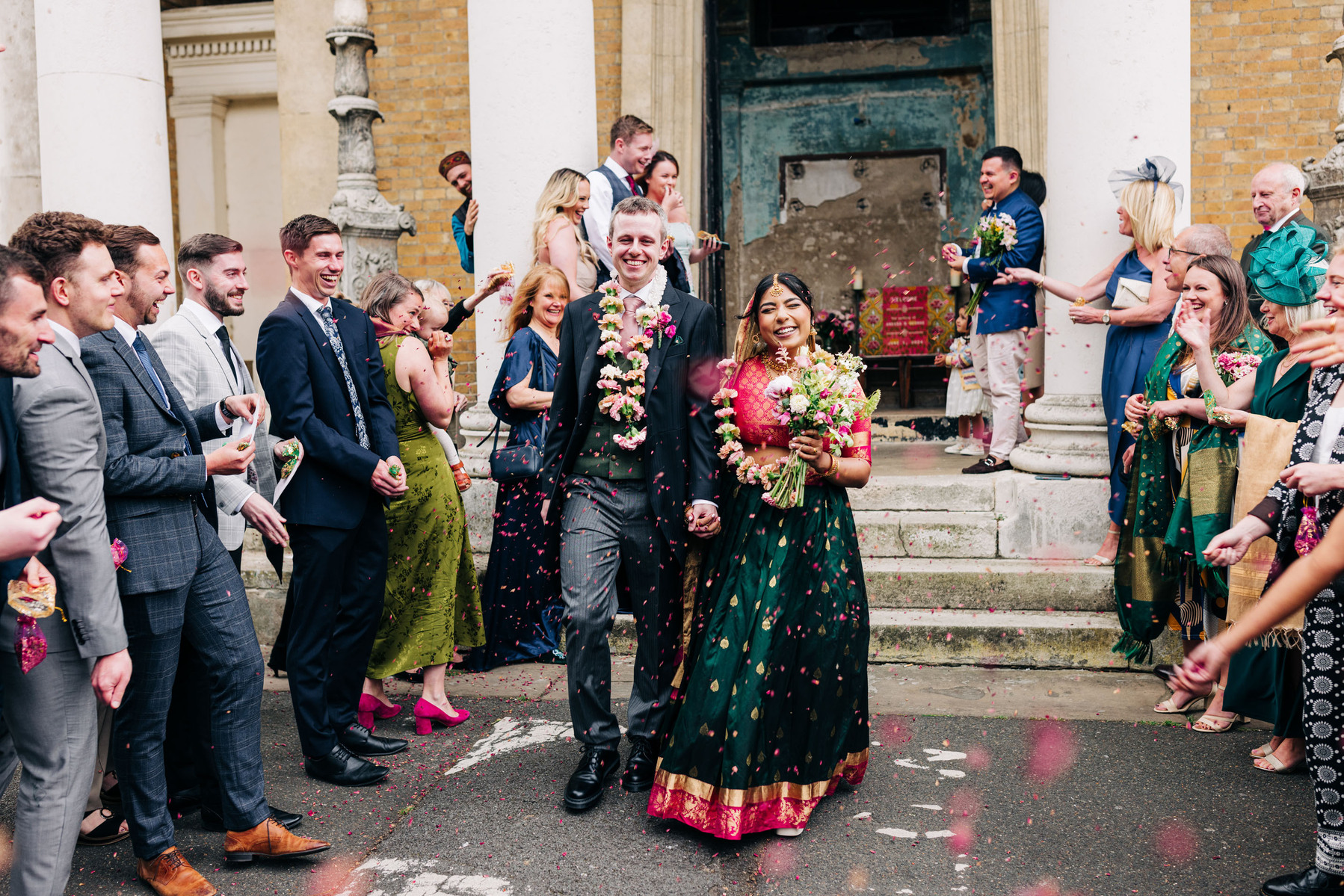 colorful multicultural british indian wedding ceremony at asylum chapel in london england UK wedding