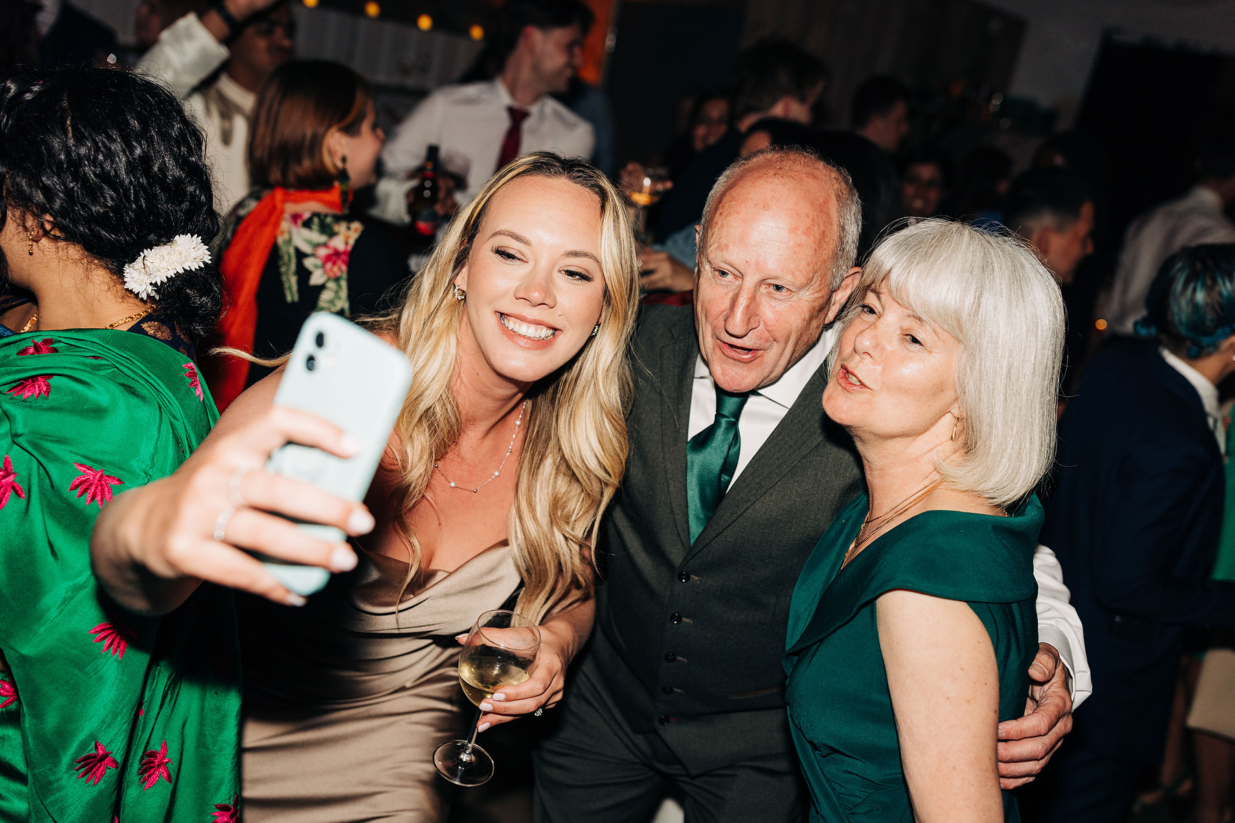 Wedding reception party at AMP Studios London colorful multicultural wedding