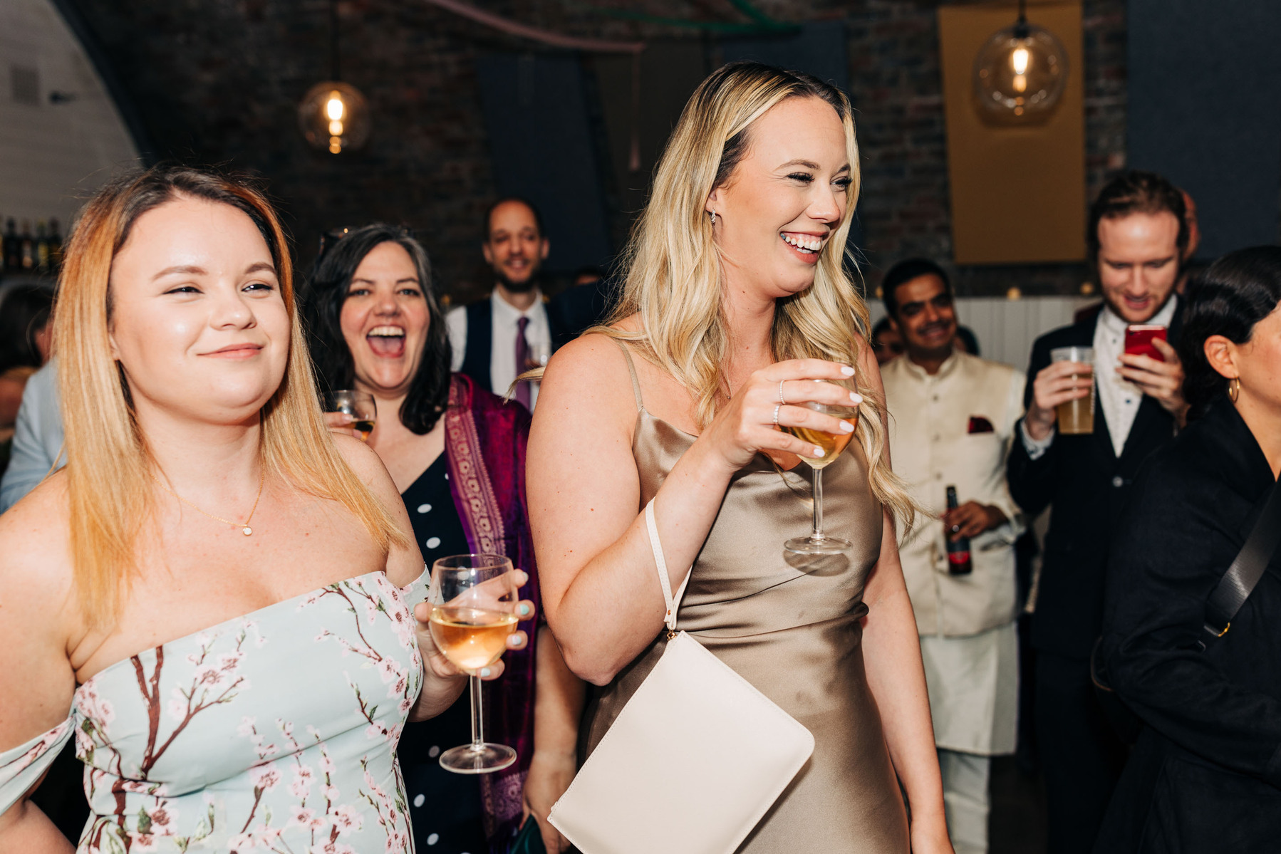 Wedding reception party at AMP Studios London colorful multicultural wedding