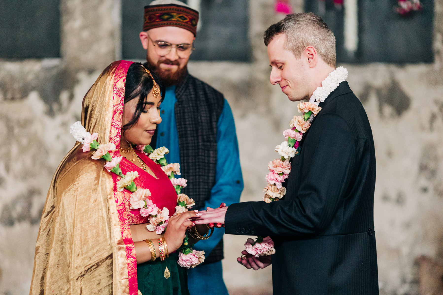 colorful multicultural british indian wedding ceremony at asylum chapel in london england UK wedding