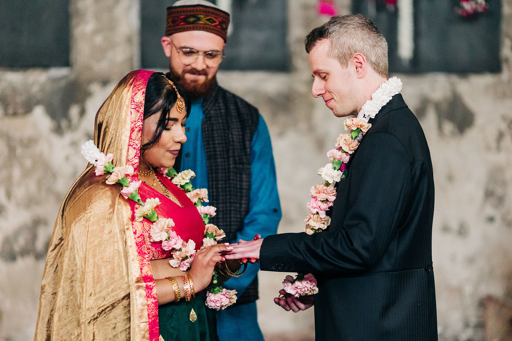 colorful multicultural british indian wedding ceremony at asylum chapel in london england UK wedding