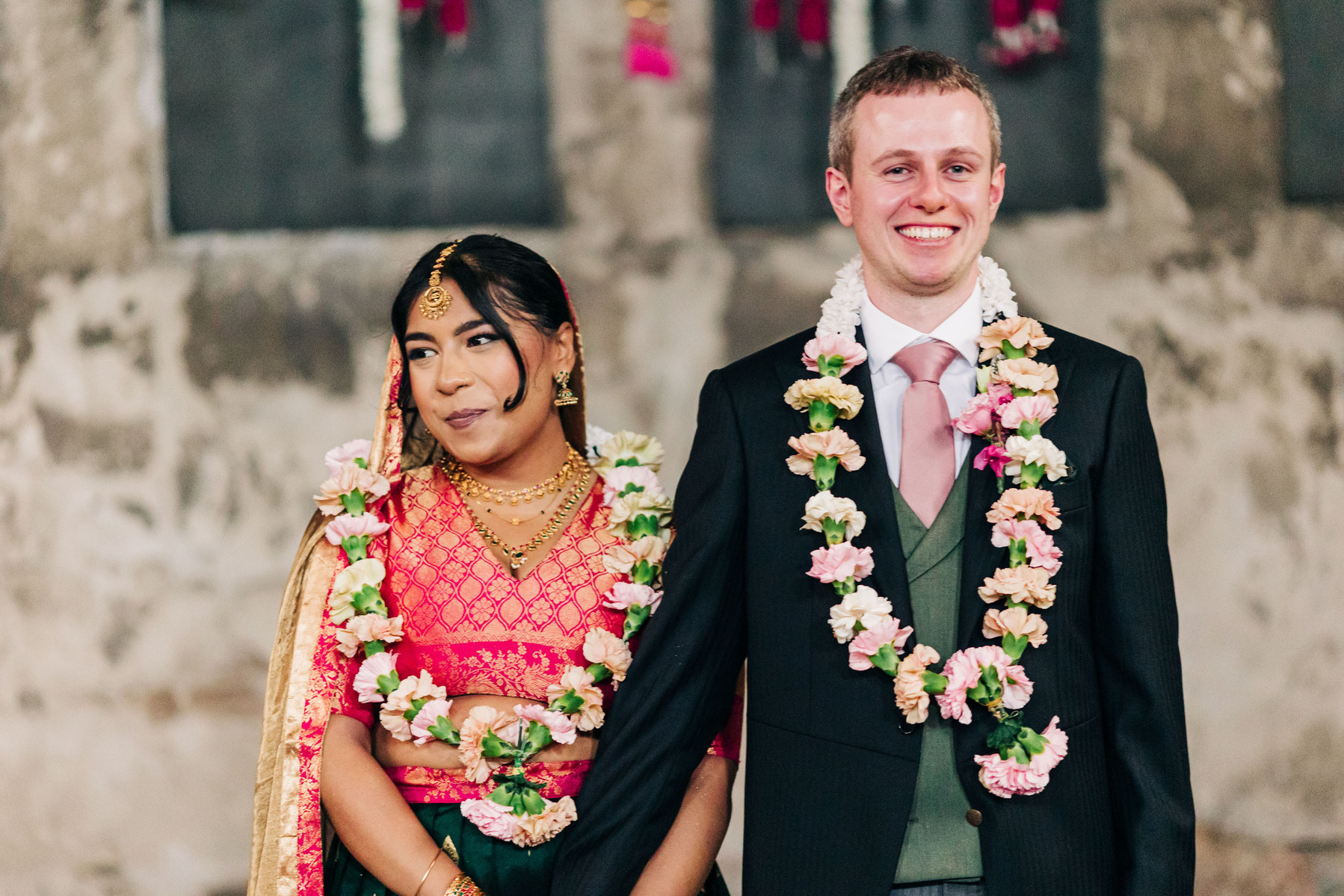 colorful multicultural british indian wedding ceremony at asylum chapel in london england UK wedding