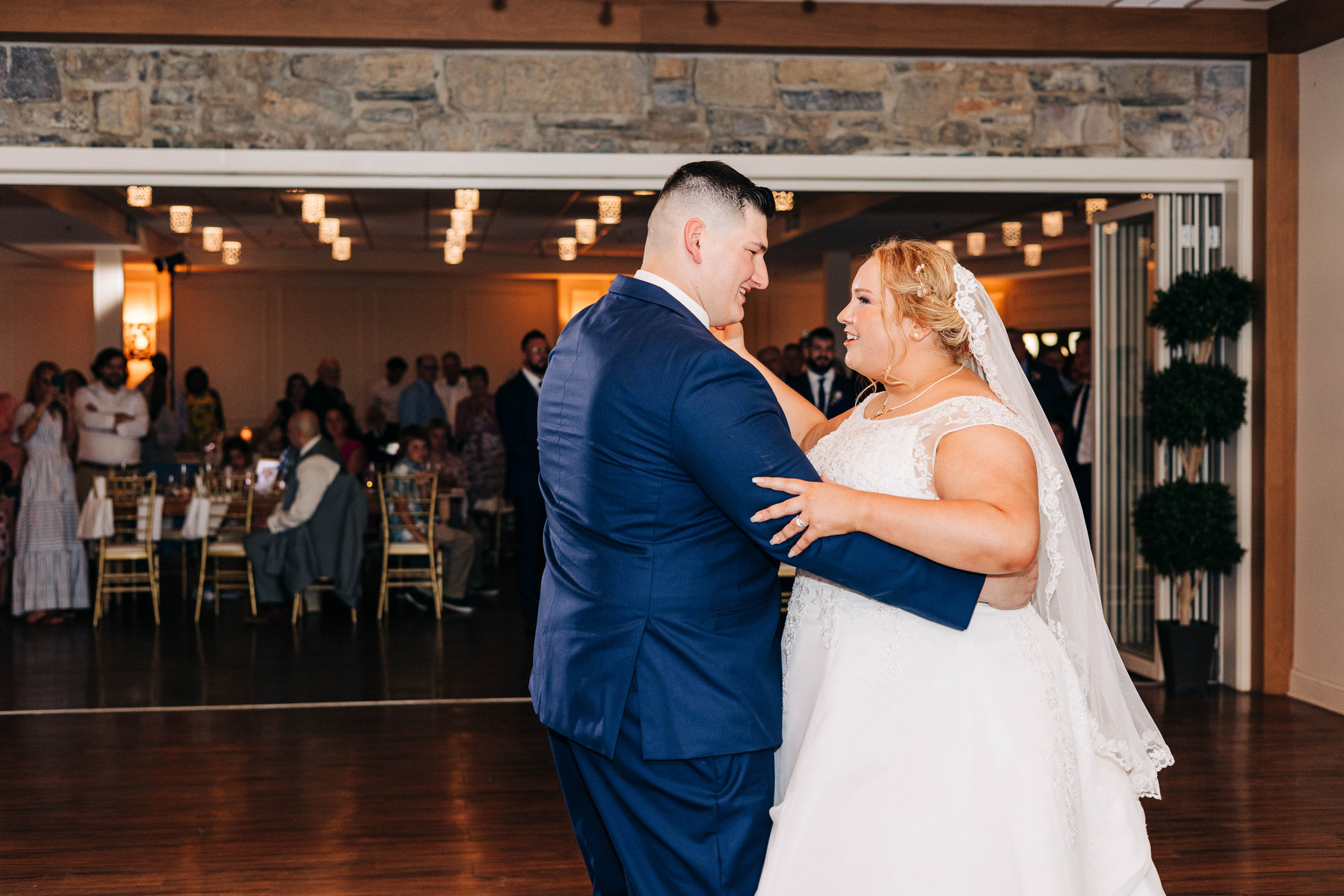 bride and groom first dance at the farmhouse at people's light theater in malvern pennsylvania wedding 