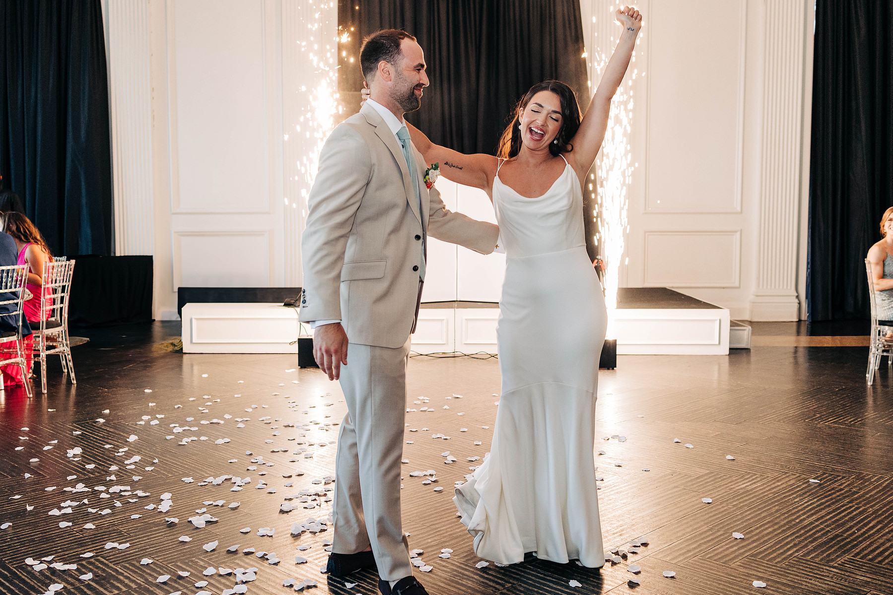 wedding reception at the downtown club with sparklers by cescaphe in philadelphia
