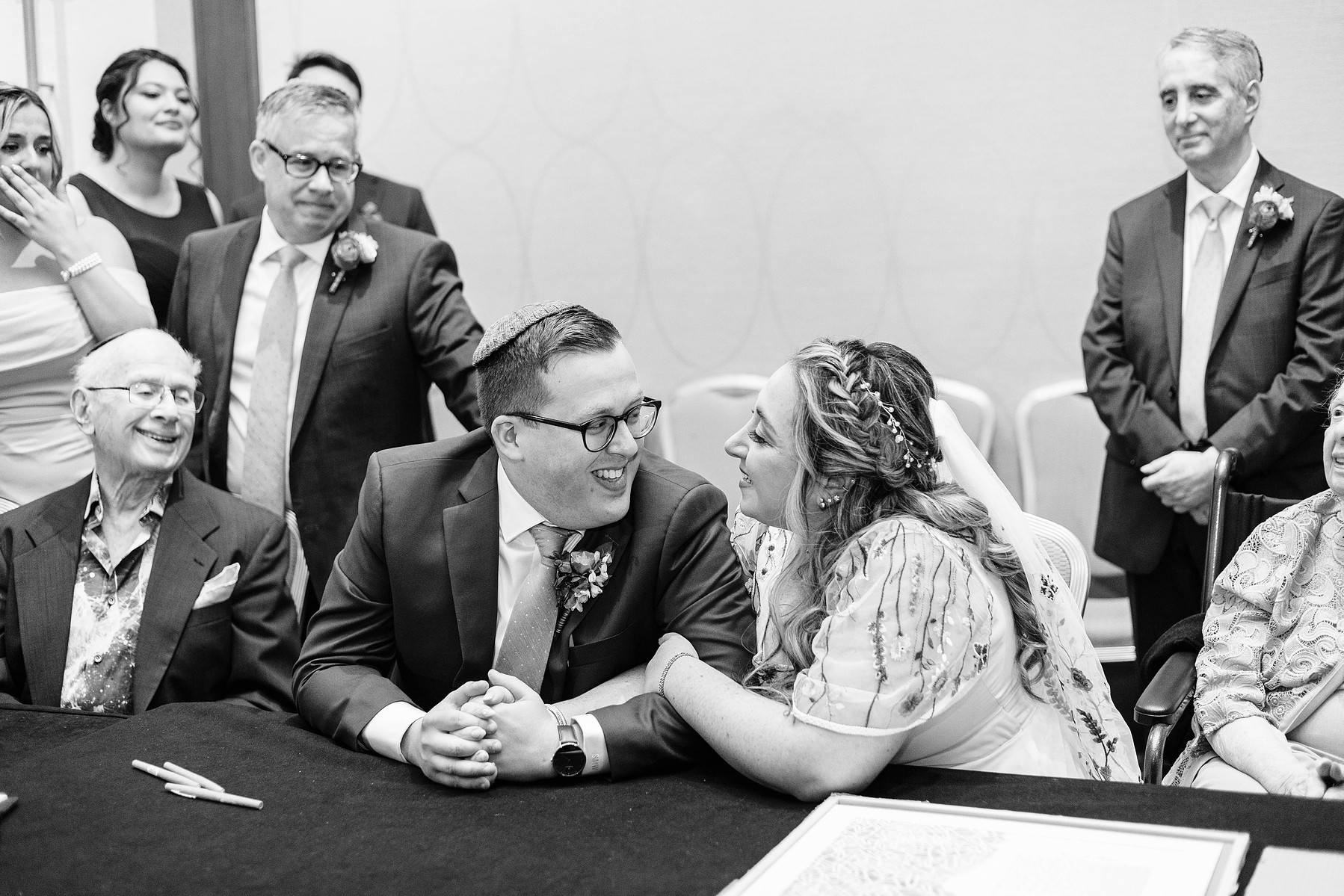 center city philly jewish wedding at philadelphia marriott downtown ketubah signing 