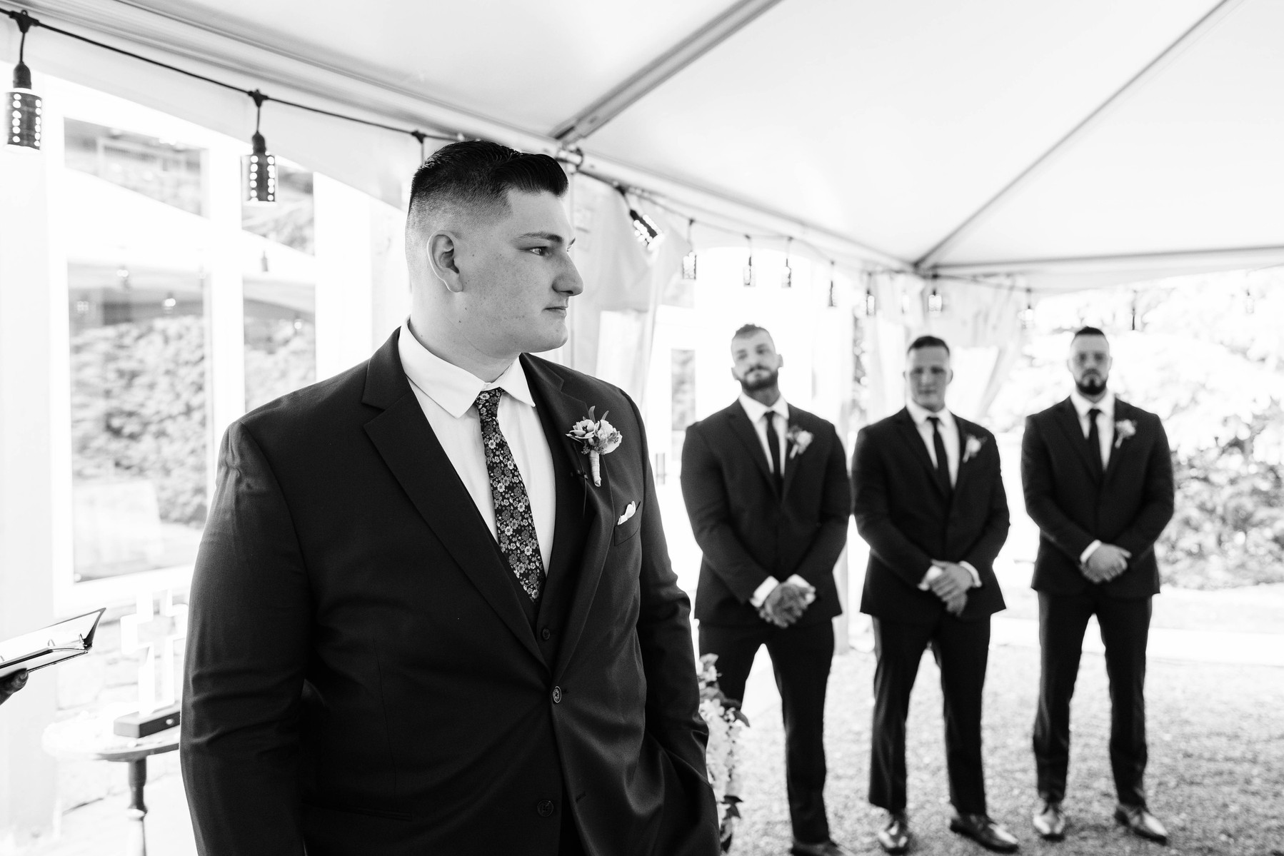 groom's reaction to seeing his bride walking down the aisle for the first time