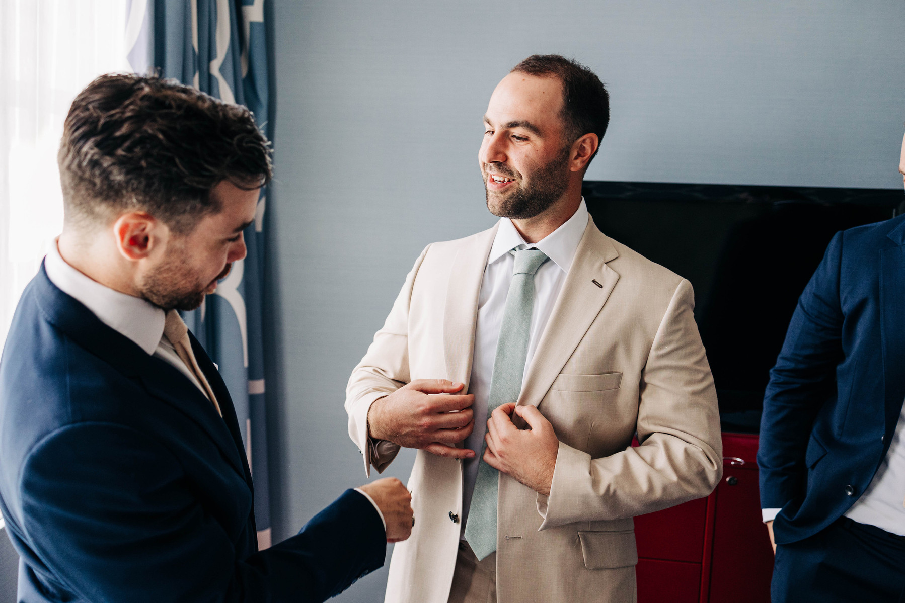 groom getting ready with his best man at hotel monaco philadelphia