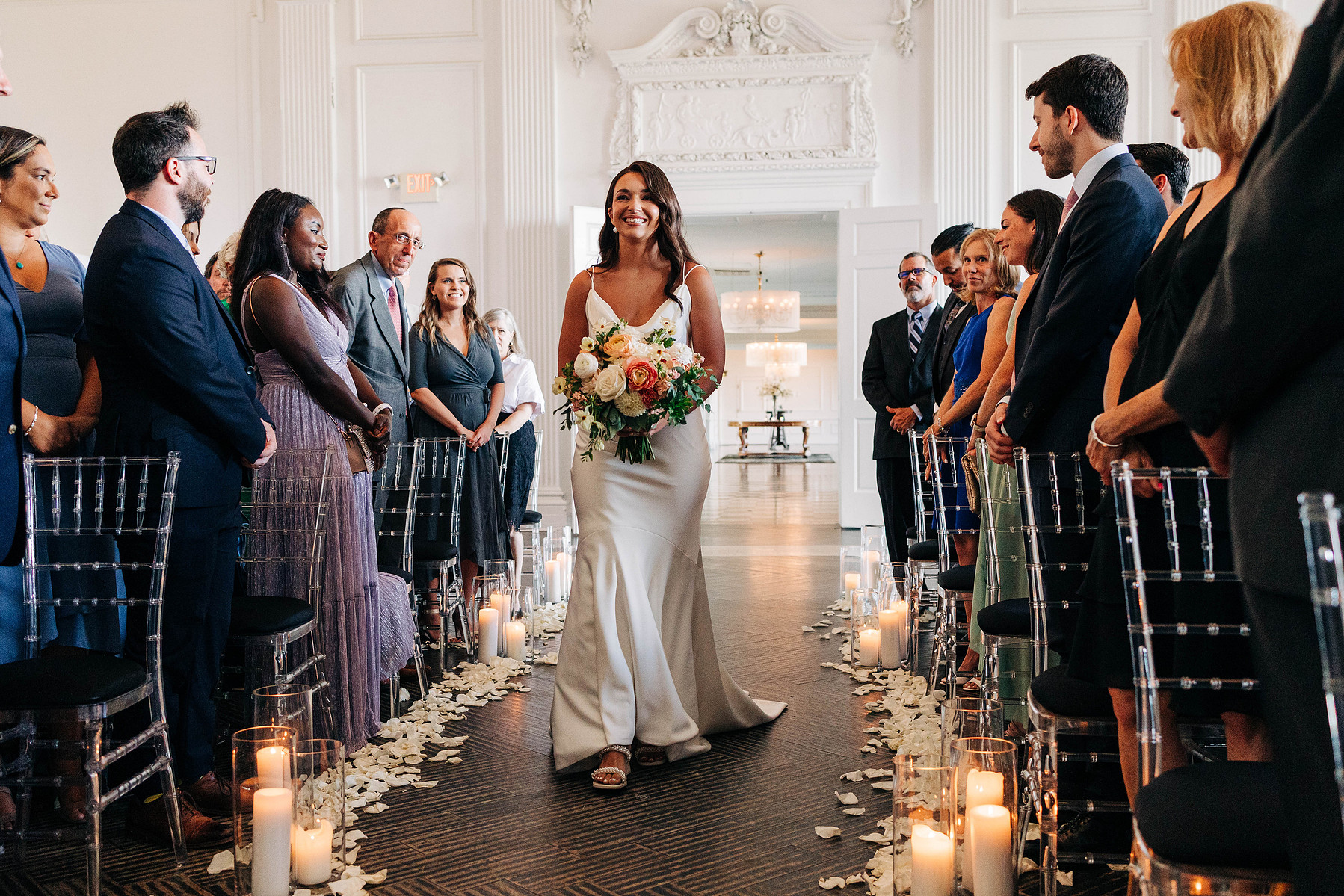 bride walking down the aisle at the downtown club by cescaphe