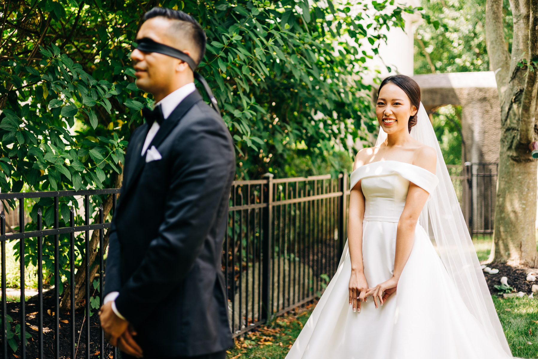 bride and groom wedding first look