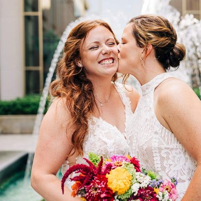 two brides kissing philadelphia lgbtq wedding photographer
