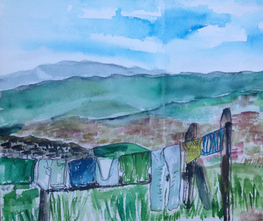 'Angeles De Medellin' Colombia, Water Colour on Paper