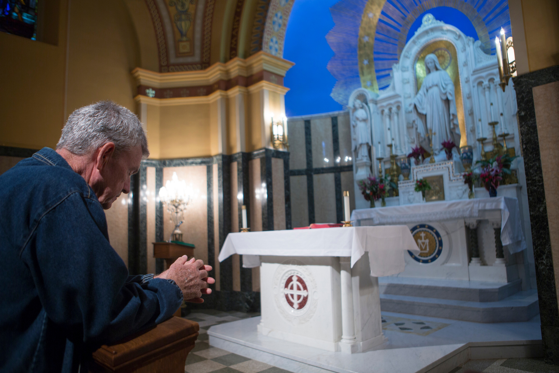 Schemel's daily routine includes attending mass before going to work in the morning.