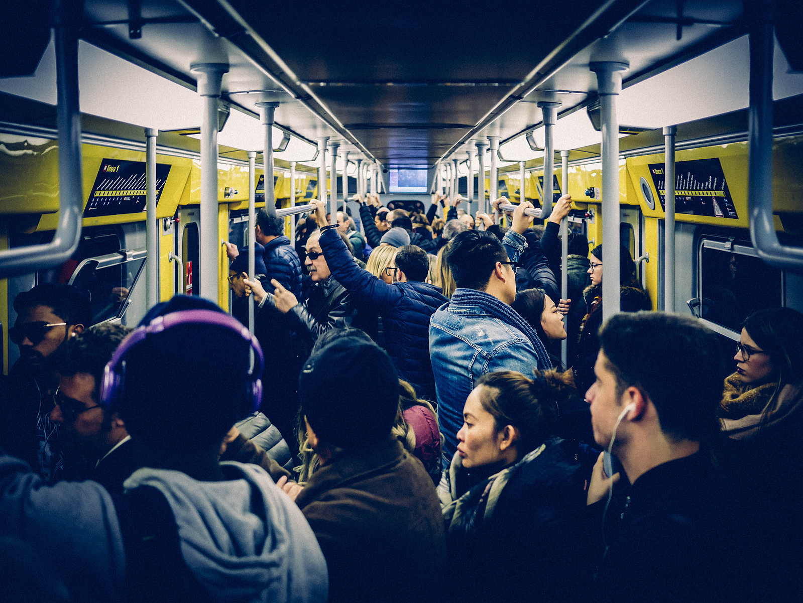 Dans le métro de Naples.