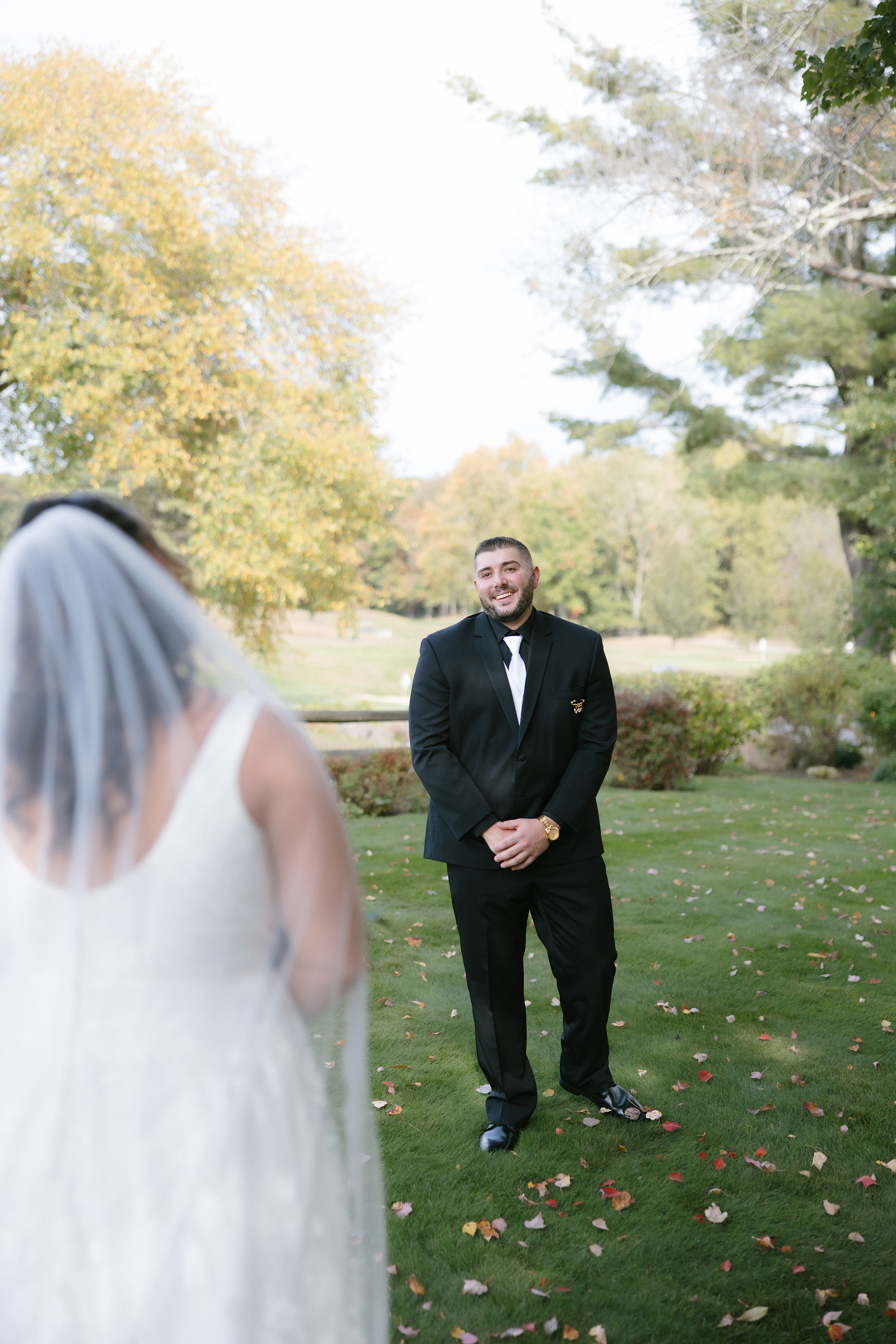 Bride and groom doing their first look.