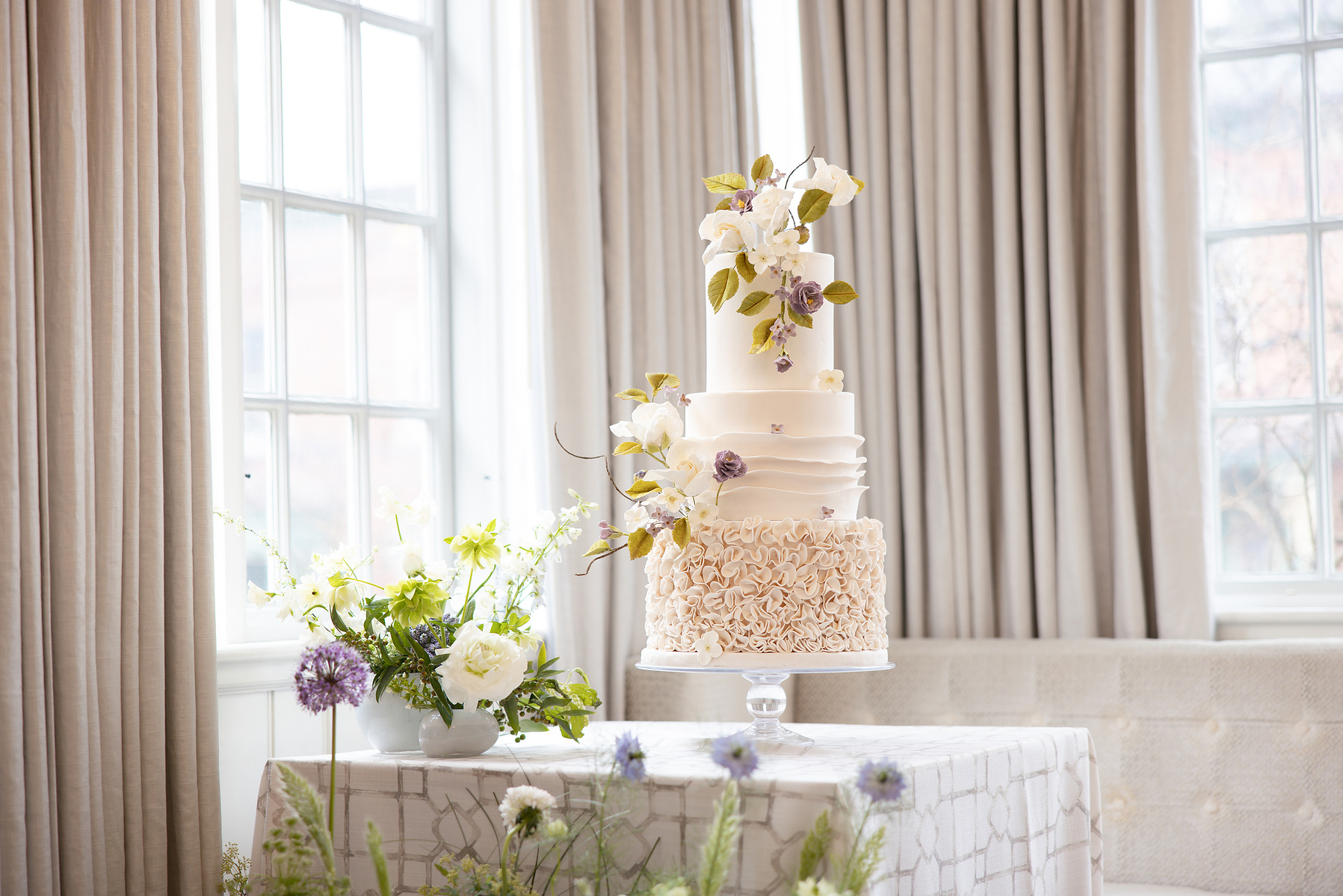Chic wedding flat lay featuring neutral tones, curated by By Emma B for a Portland Maine wedding.