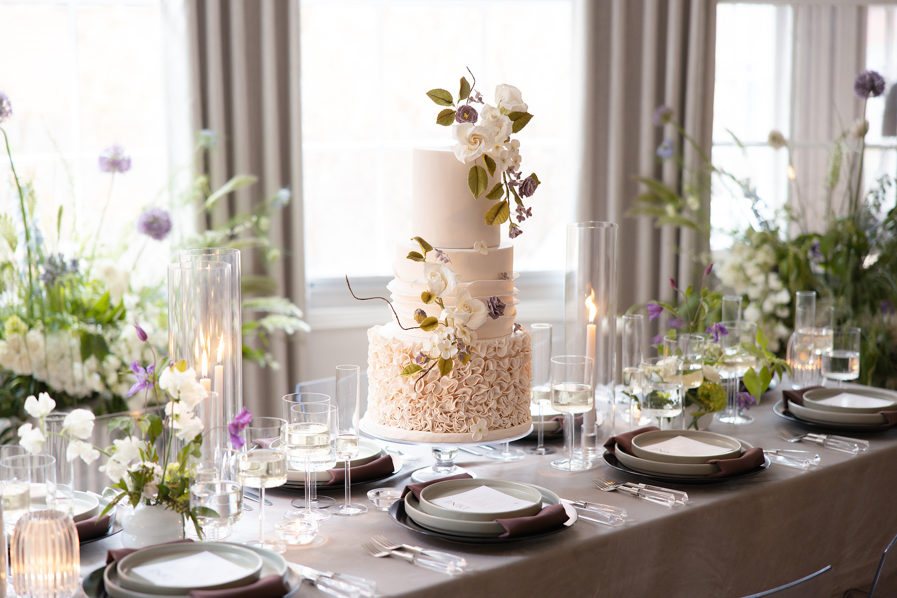 Luxury wedding cake by Henny B Cakes at an intimate celebration in Portland, Maine.