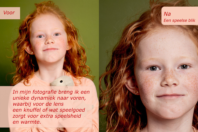 voor en na foto, foto met uitleg over een fotoschoot