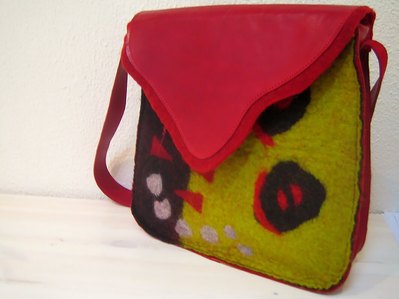 Felt Bag by Gaia Lina - front view: red, green, black