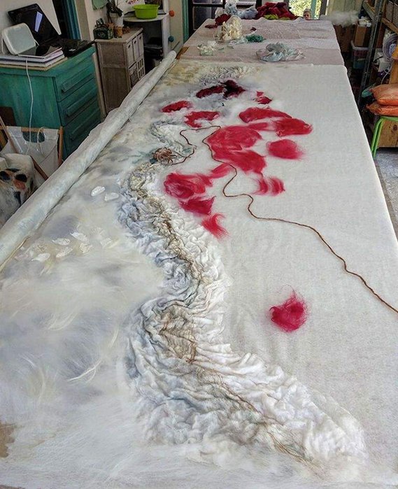 Floating Flowers panel - in atelier