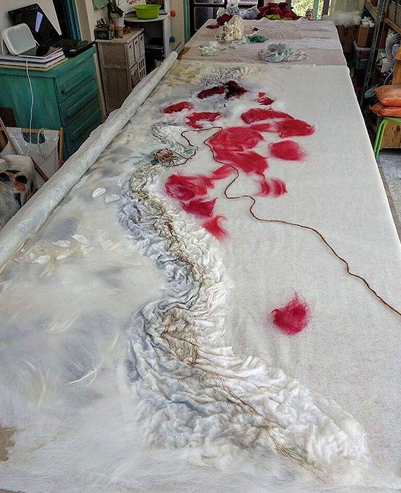 Floating Flowers panel - in atelier