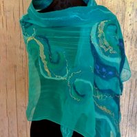 Stream turquoise - Felt Scarf by Gaia Lina