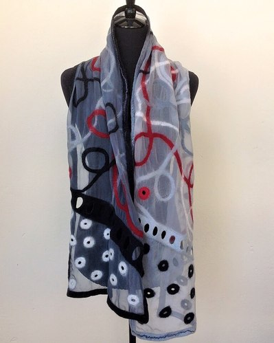Sevilla grey black red - Felt Scarf by Gaia Lina
