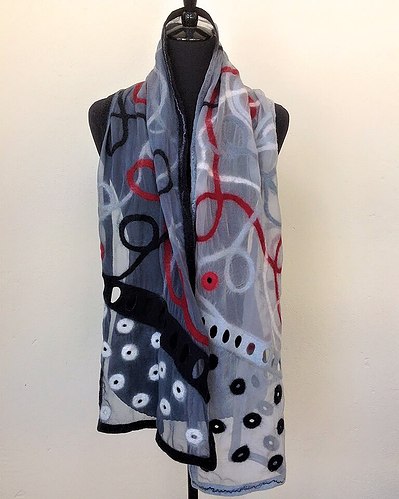 Sevilla grey black red - Felt Scarf by Gaia Lina