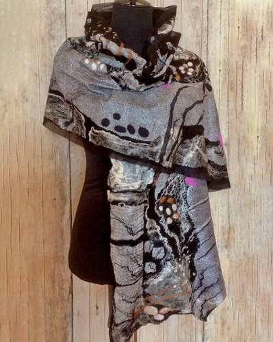 Mogami River - Felt Scarf by Gaia Lina