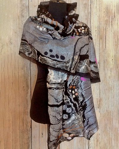 Mogami River - Felt Scarf by Gaia Lina