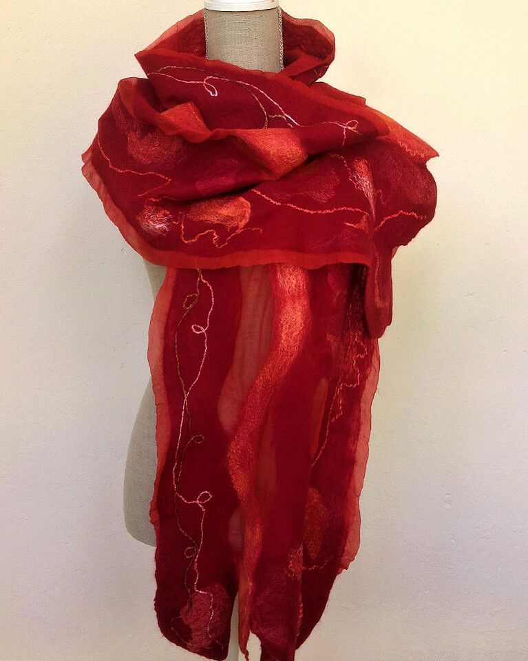 Fire - Felt Scarf by Gaia Lina