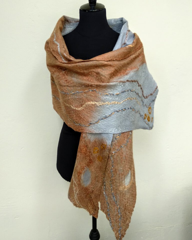 Silver Seeds - Felt Scarf by Gaia Lina
