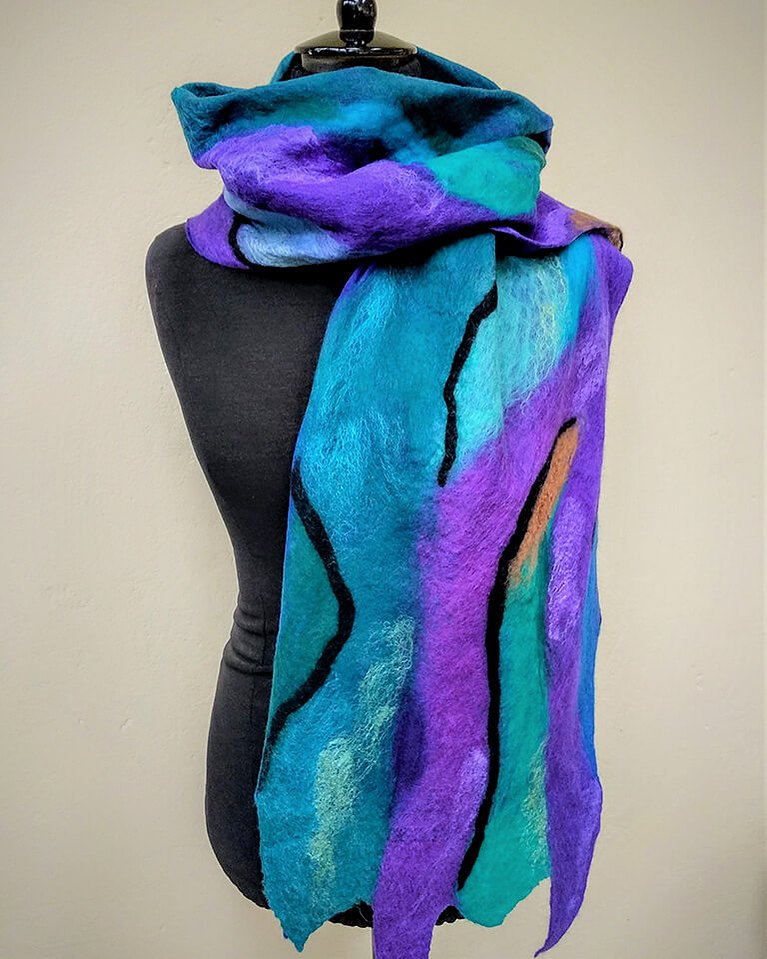 Purple stream - Felt Scarf by Gaia Lina