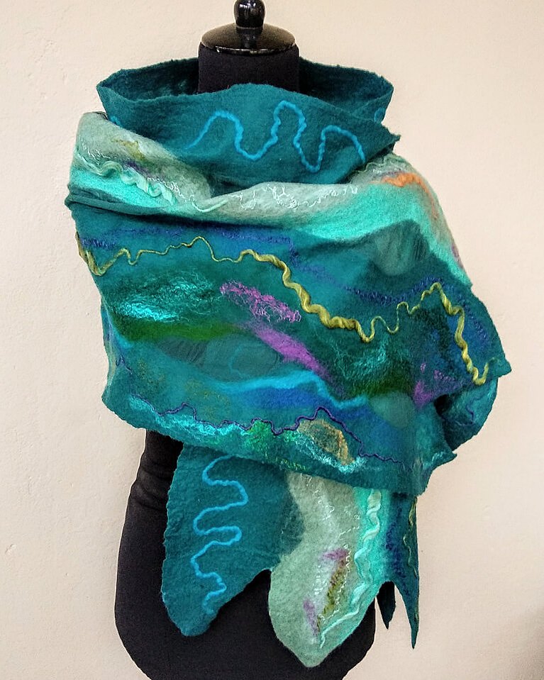 Ocean - Felt Scarf by Gaia Lina