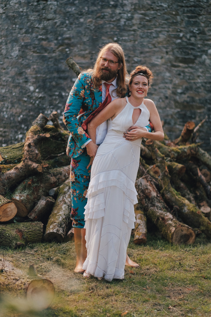Scottish Borders Humanist Forest Wedding cheeky couple photoshoot