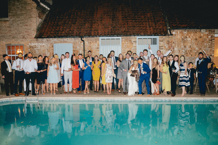 Narborough Hall Gardens Pool Party Wedding Photography