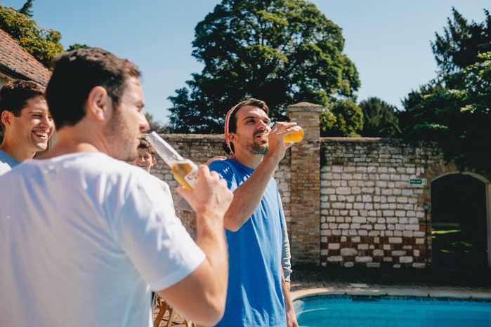 Narborough Hall Gardens swimming pool boys getting ready