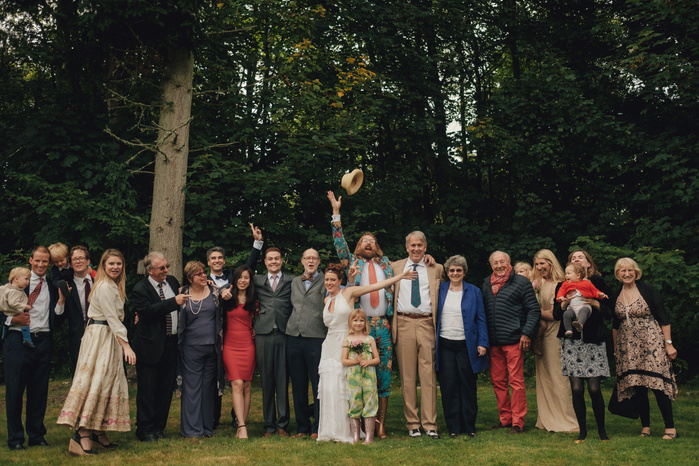 Scottish Borders Humanist Forest Wedding Family Group Photo