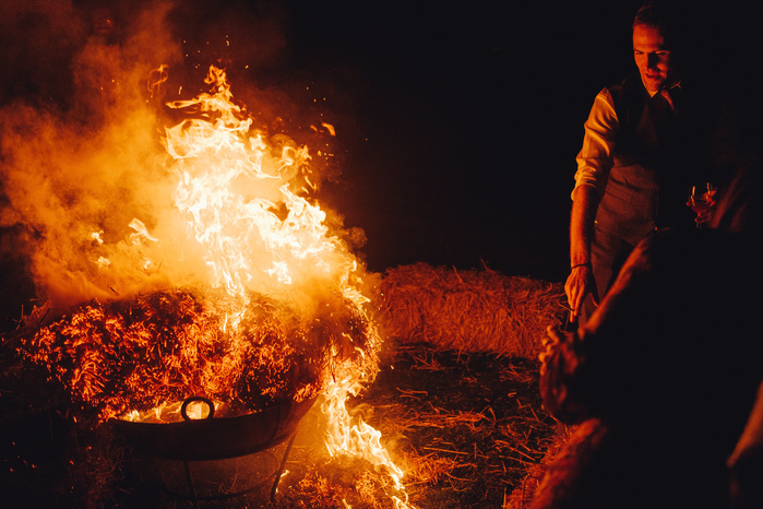 Haystacks on fire