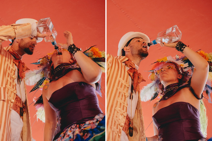 European Burning Man Nowhere Wedding Couple Vows Exchange of Tequila