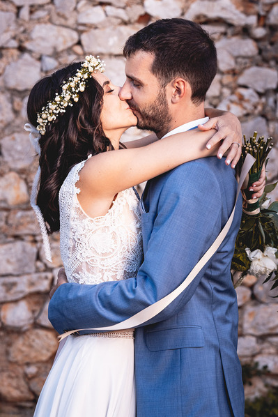 Paarshooting während einer Hochzeit in Griechenland. Hochzeitsfotografie